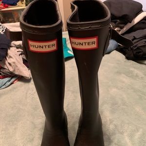 Matte black hunter boots